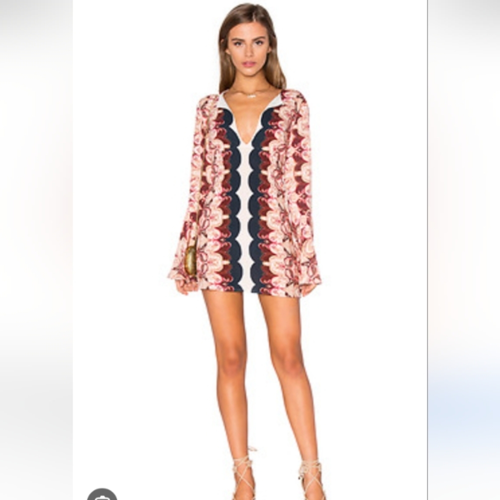 Free People Pink and Black Long Sleeve Dress